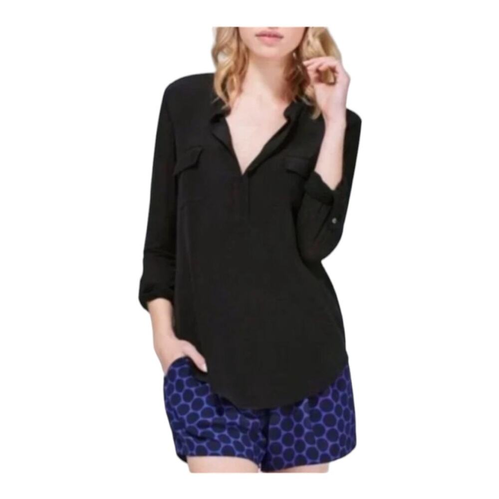 Babaton silk front womens small black shirt blouse cute artizia casual sheer